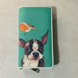 Charming Teal Dog and Bird Wallet